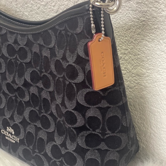 NWT Coach Laurel Shoulder Bag In Signature Denim in Black CDE44 - Picture 6 of 12